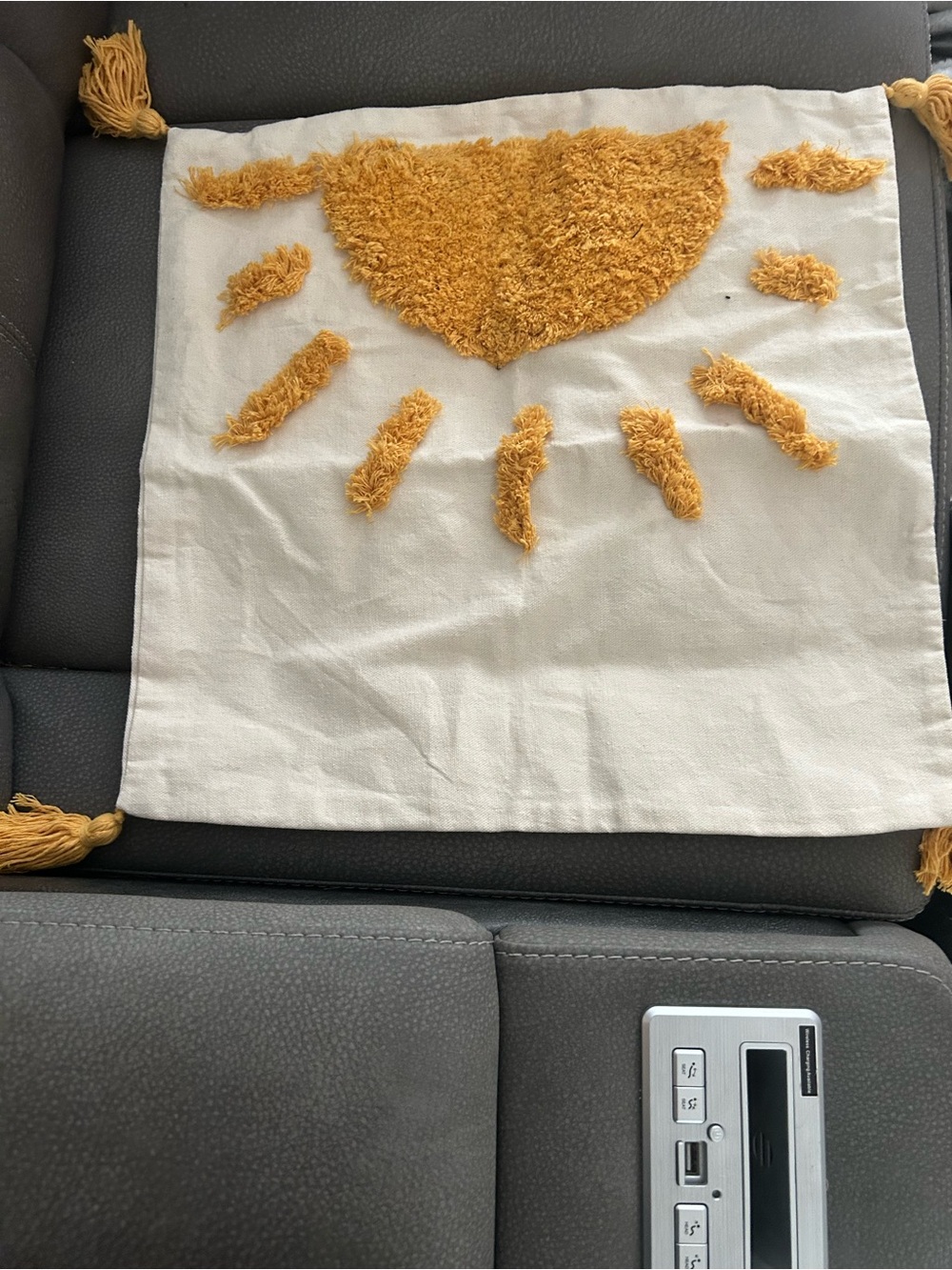 Mustard Sunburst Chenille Accent Pillow Cover - Unbranded